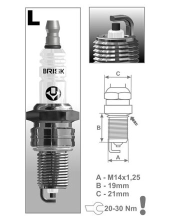 zapaľovacia sviečka LR12C rad Super, BRISK - M231-005