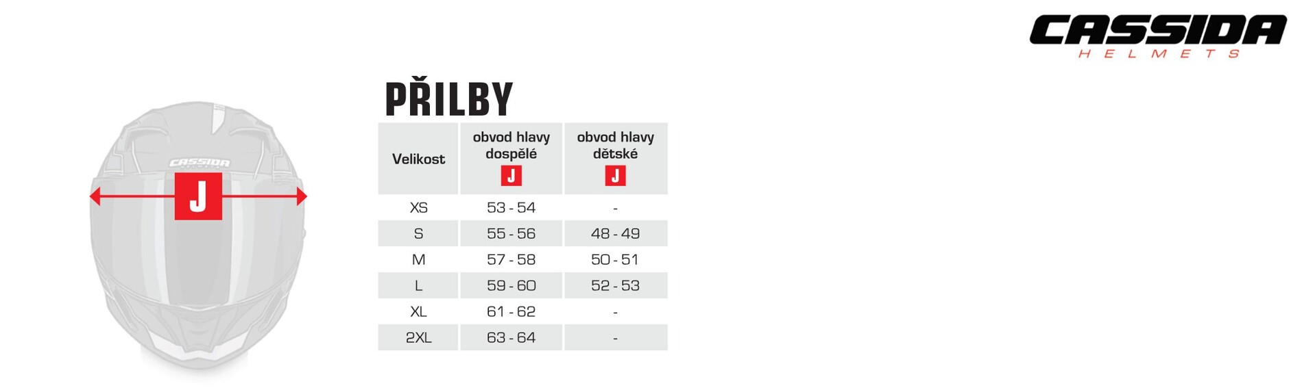 tabuľka veľkostí CASSIDA