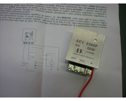 Regulátor AEV 6V/60W , P+pol na kostru 006012