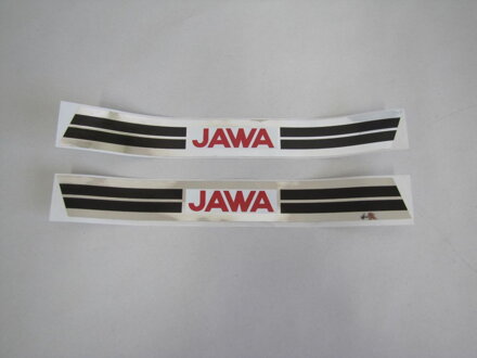 Samolepky 2ks, 28cm,červená a čierne pásy, strieborná potlač č.2 - JAWA 20-23 1002153