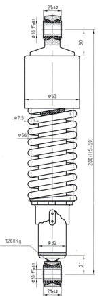 zadný tlmič 280mm pár čierny 10046114