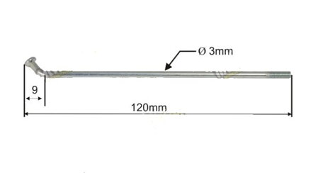 špic 11,3cm 12" zad. koleso + nipel 000140