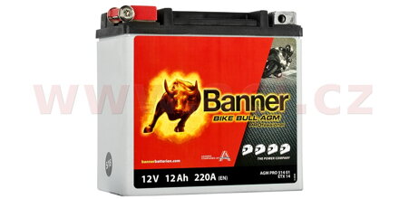 batéria 12V, ETX 14, 12Ah, 220A, BANNER Bike Bull AGM PRE 150x88x145 BA 51401 AGM PRO