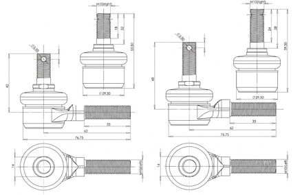 Čapy riadenia M10X1,25 SET vonkajší závit CAP34