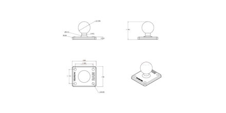 obdĺžnikový adaptér, kovový, AMPS vzor dier, RAM Mounts M021-050