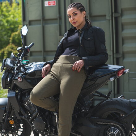nohavice SUPER LEGGINGS 2.0, OXFORD, dámske (legíny s Aramidovou podšívkou, khaki) M111-108