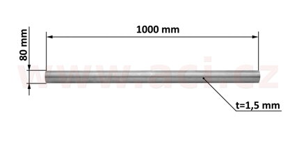 univerzálna rúra výfuku 1 m NEREZ, vonkajší priemer 80 mm, hr. 1,5 mm Tyll VK P8980N
