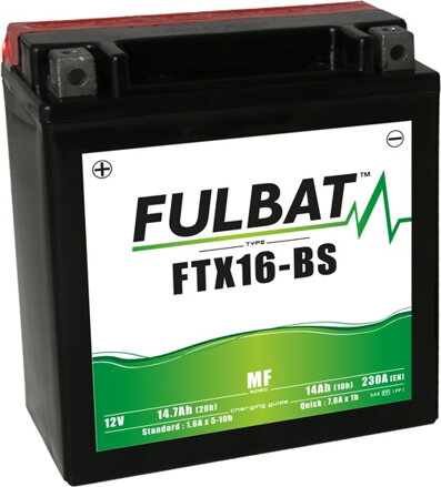 batéria 12V, FTX16-BS, 14Ah, 230A, bezúdržbová MF AGM 150x87x161 FULBAT (vr. balenia elektrolytu) M310-108