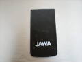 Zásterka zadného blatníka 16x30,5cm s bielym logom - Jawa 005733
