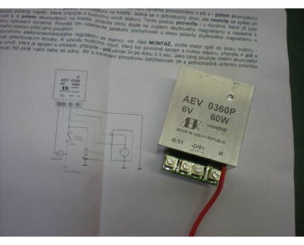 Regulátor AEV 6V/60W , P+pol na kostru 006012