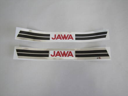 Samolepky 2ks, 28cm,červená a čierne pásy, strieborná potlač č.2 - JAWA 20-23 1002153