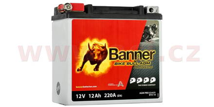 batéria 12V, ETX 14, 12Ah, 220A, BANNER Bike Bull AGM PRE 150x88x145 BA 51401 AGM PRO