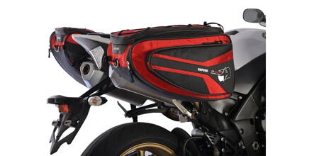 bočné brašne na motocykel P50R, OXFORD - Anglicko (čierné/červené, objem 50 l, pár) M006-217