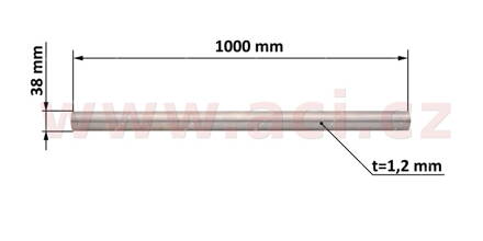 univerzálna rúra výfuku 1 m NEREZ, vonkajší priemer 38 mm, hr. 1,2 mm Tyll VK P8938N