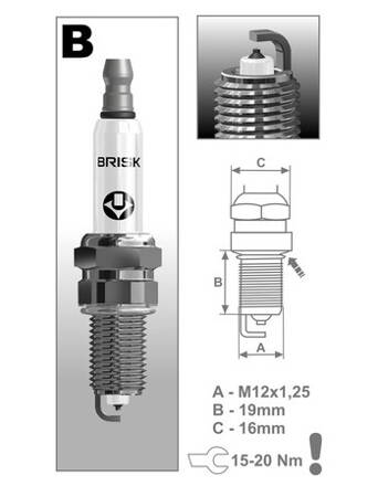 zapaľovacia sviečka BR12YP rad Platin, BRISK M231-061