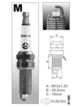 zapaľovacia sviečka MR12YS-9 rad Silver Racing, BRISK - M231-049