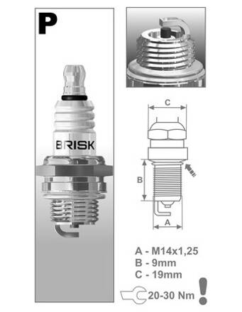 zapaľovacia sviečka P18Y rad Classic, BRISK M231-085